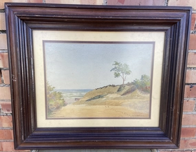 WATERCOLOR OF DUNES IN LAKE COUNTY INDIANA SIGNED BY CHAS G. BLAKE classic mural painting
