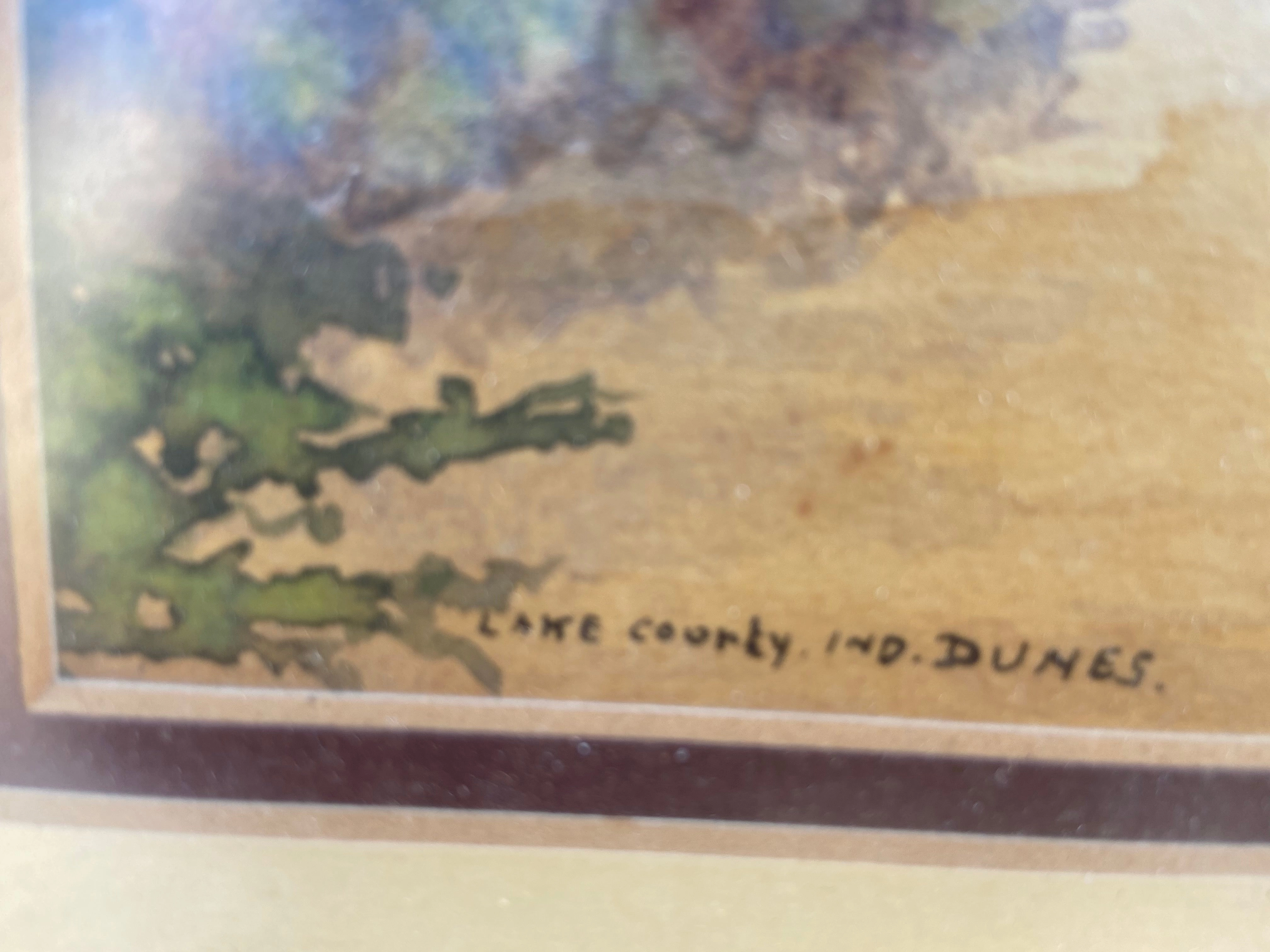 WATERCOLOR OF DUNES IN LAKE COUNTY INDIANA SIGNED BY CHAS G. BLAKE