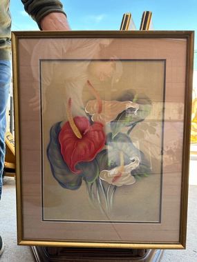 WATERCOLOR OF HAWAII FLOWERS classic mural painting