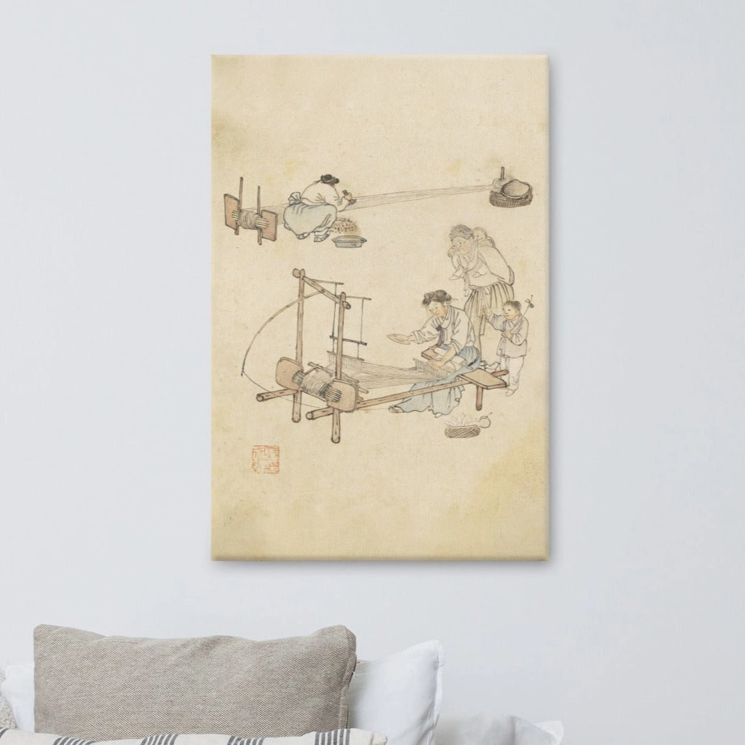Weaving, Kim Hong-do - canvas