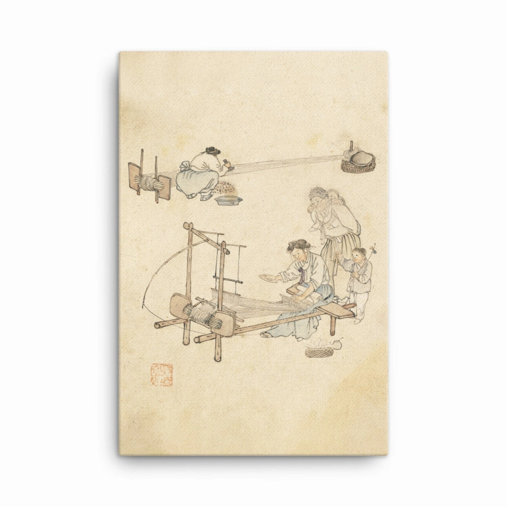 Weaving, Kim Hong-do - canvas