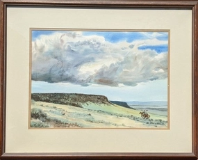 WESTERN WATERCOLOR PAINTING "STORM OVERHEAD" BY JIM JONES classic mural painting
