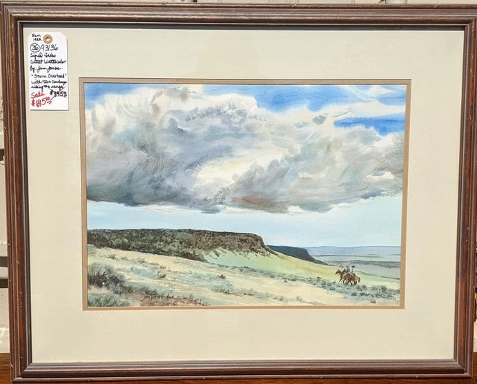 WESTERN WATERCOLOR PAINTING "STORM OVERHEAD" BY JIM JONES