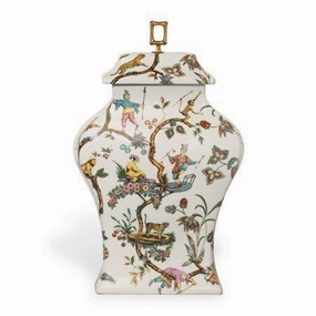 White & Gold Porcelain Chinoise Exotique Jar With Lid home display ornament