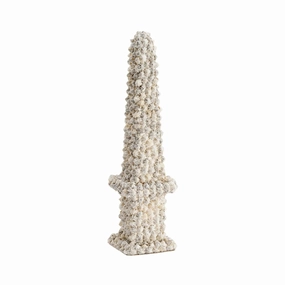 White and Black Shell Obelisk home display ornament