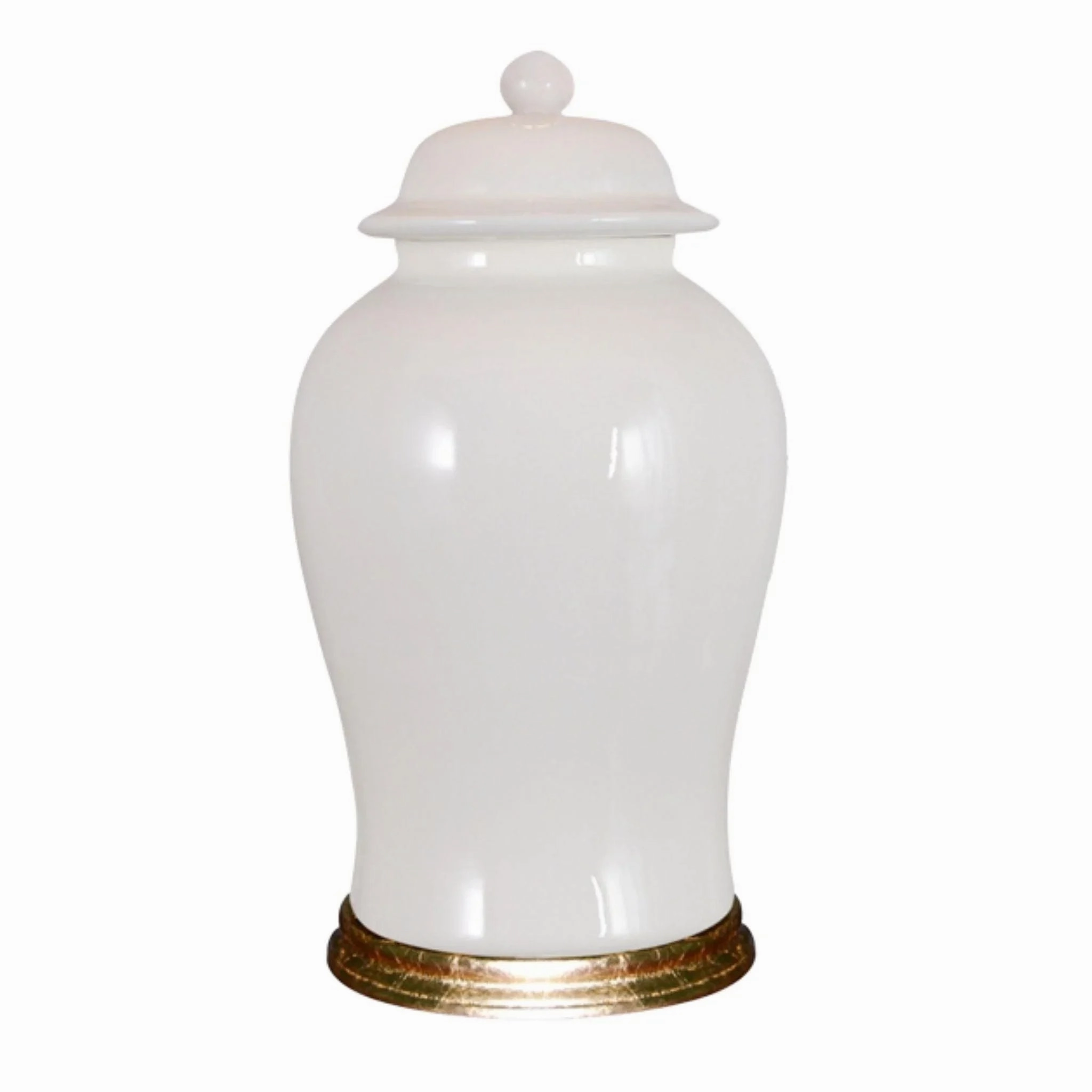 White and Gold Leaf Porcelain Temple Jar home display ornament