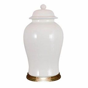 White and Gold Leaf Porcelain Temple Jar home display ornament