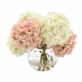White and Pink Faux Hydrangea Arrangement home display ornament