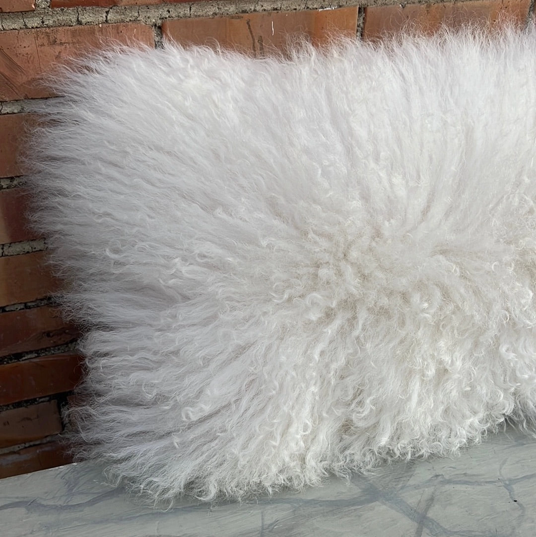 WHITE FAUX FUR PILLOW