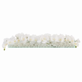 White Floating Orchids and River Rocks in Glass Vase home display ornament