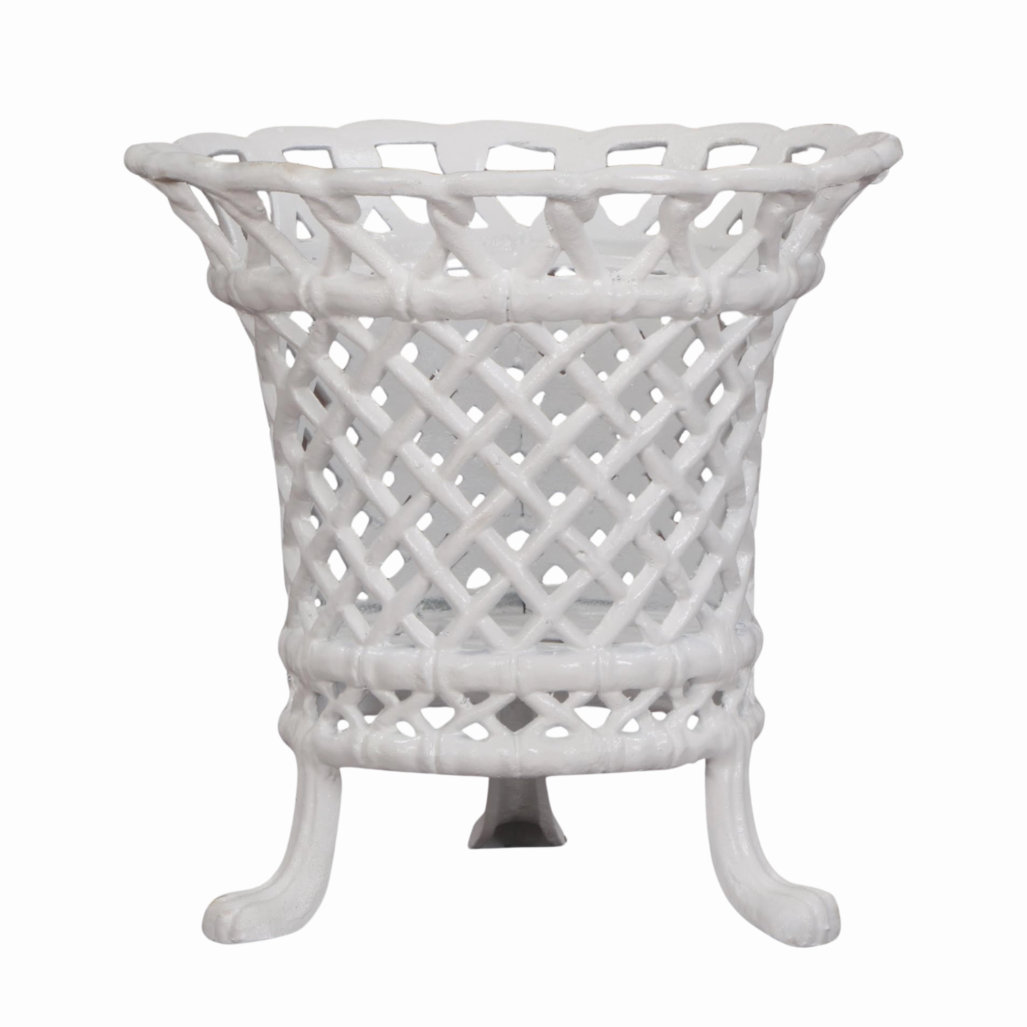 White Lattice Lattice Footed Planter home display ornament