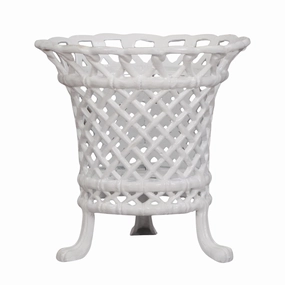 White Lattice Lattice Footed Planter home display ornament
