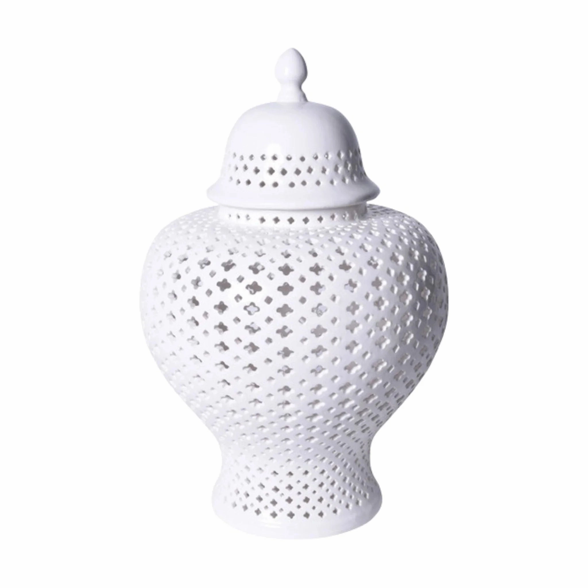 White Lattice Porcelain Lidded Ginger Jar
