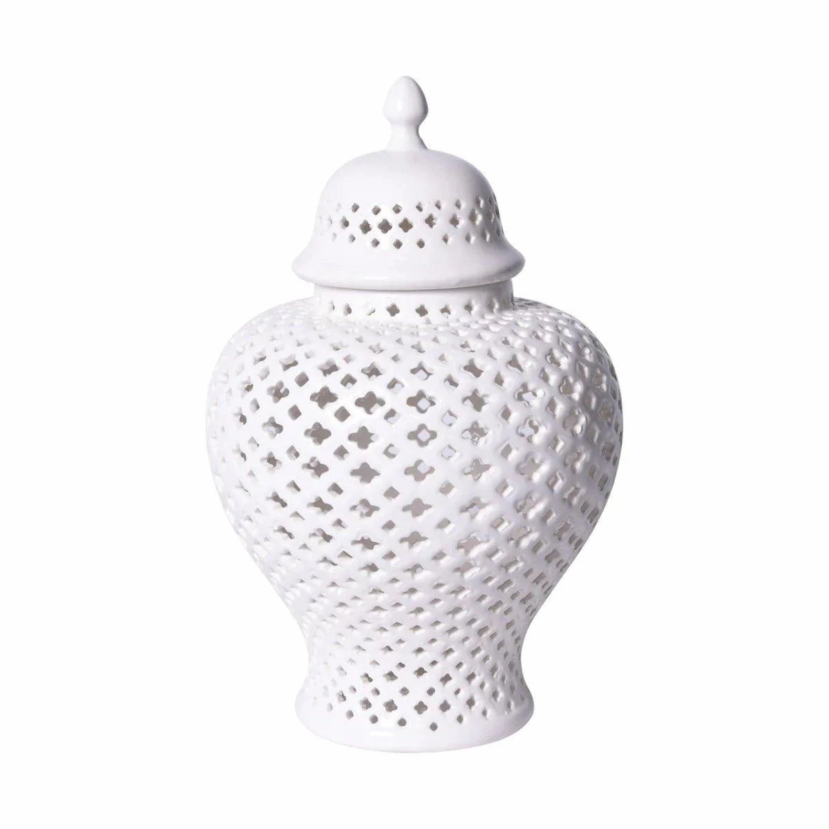 White Lattice Porcelain Lidded Ginger Jar