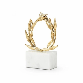White Marble Base Apollo Statue in Gold Leaf home display ornament