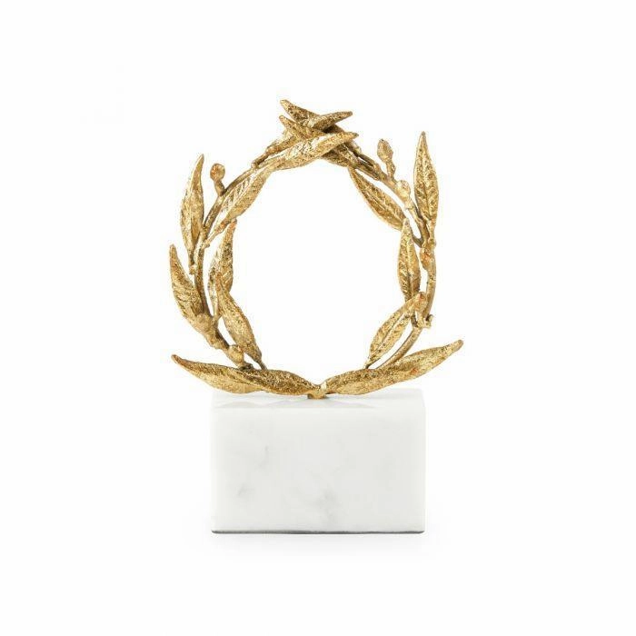 White Marble Base Apollo Statue in Gold Leaf