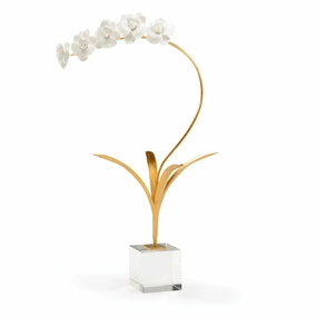 White Porcelain Orchid In Stand home display ornament