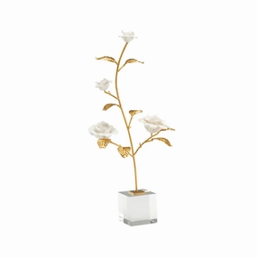 White Porcelain Rose In Stand home display ornament
