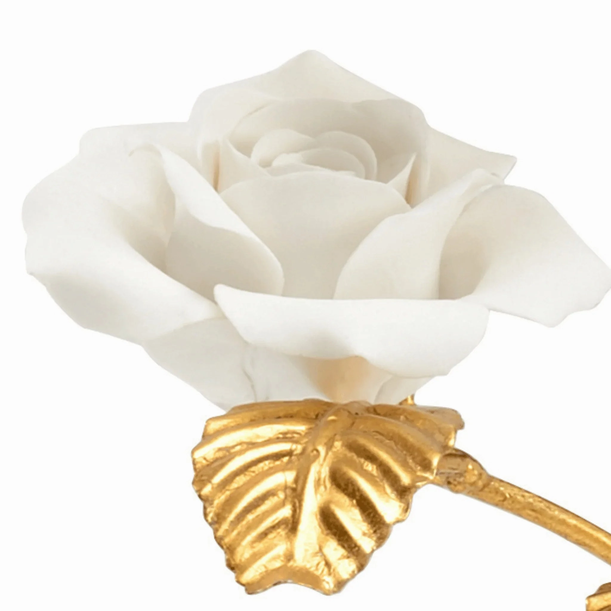 White Porcelain Rose In Stand