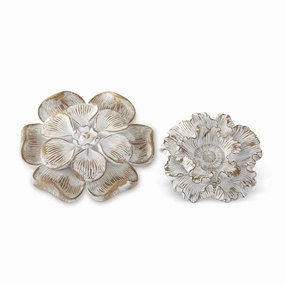 Whitewashed Carved Resin Flowers ( Multiple Sizes ) interior room decor