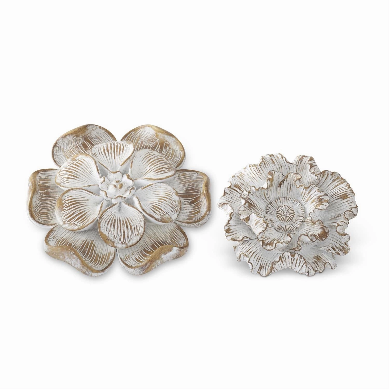 Whitewashed Carved Resin Flowers ( Multiple Sizes ) interior room decor