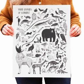 Wild Animals of Vermont Print framed wall decor