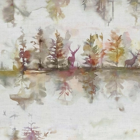 Wilderness Printed Cotton Fabric (By The Metre) Plum Cream elegant table cloth  