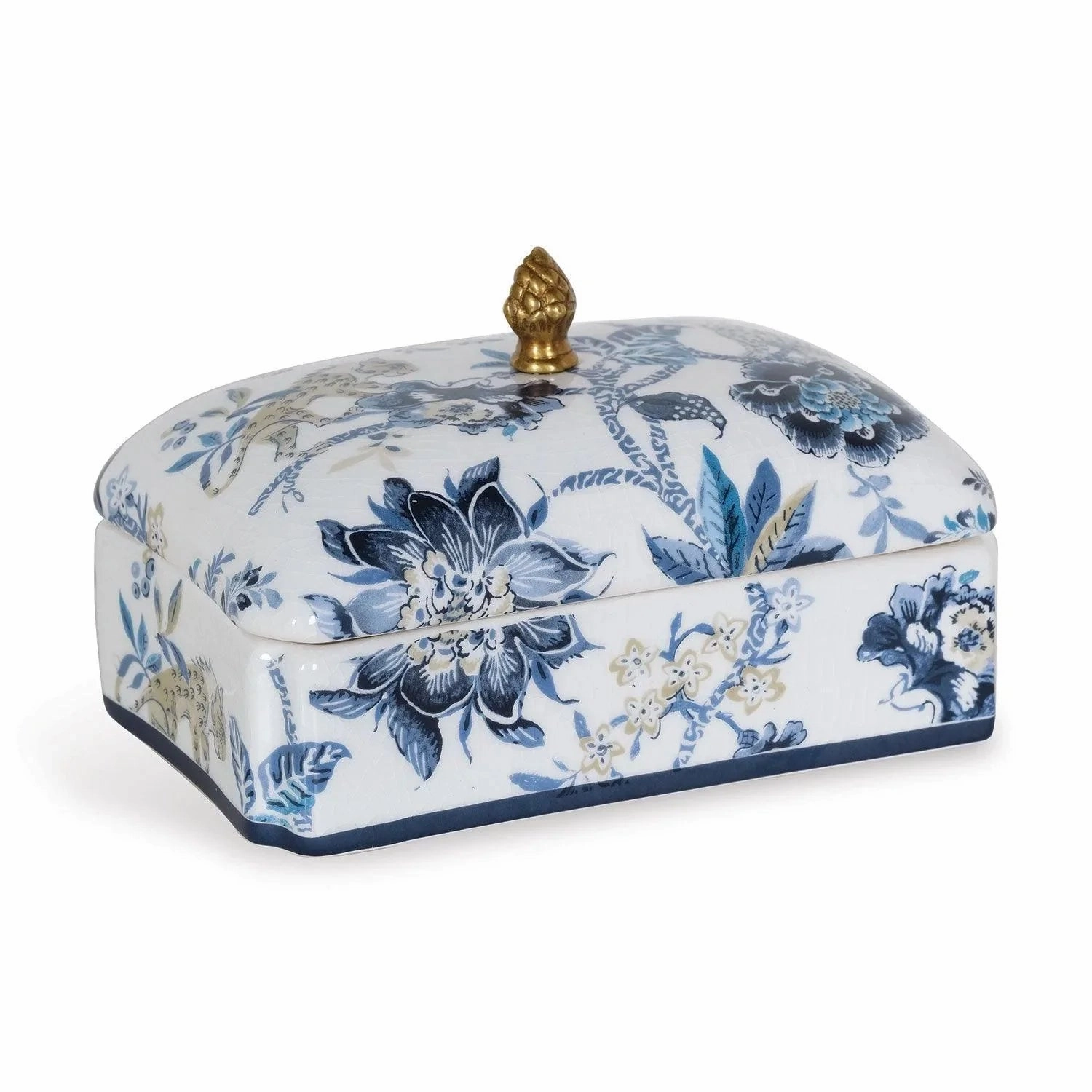 Williamsburg Collection Blue and White Floral Box home display ornament