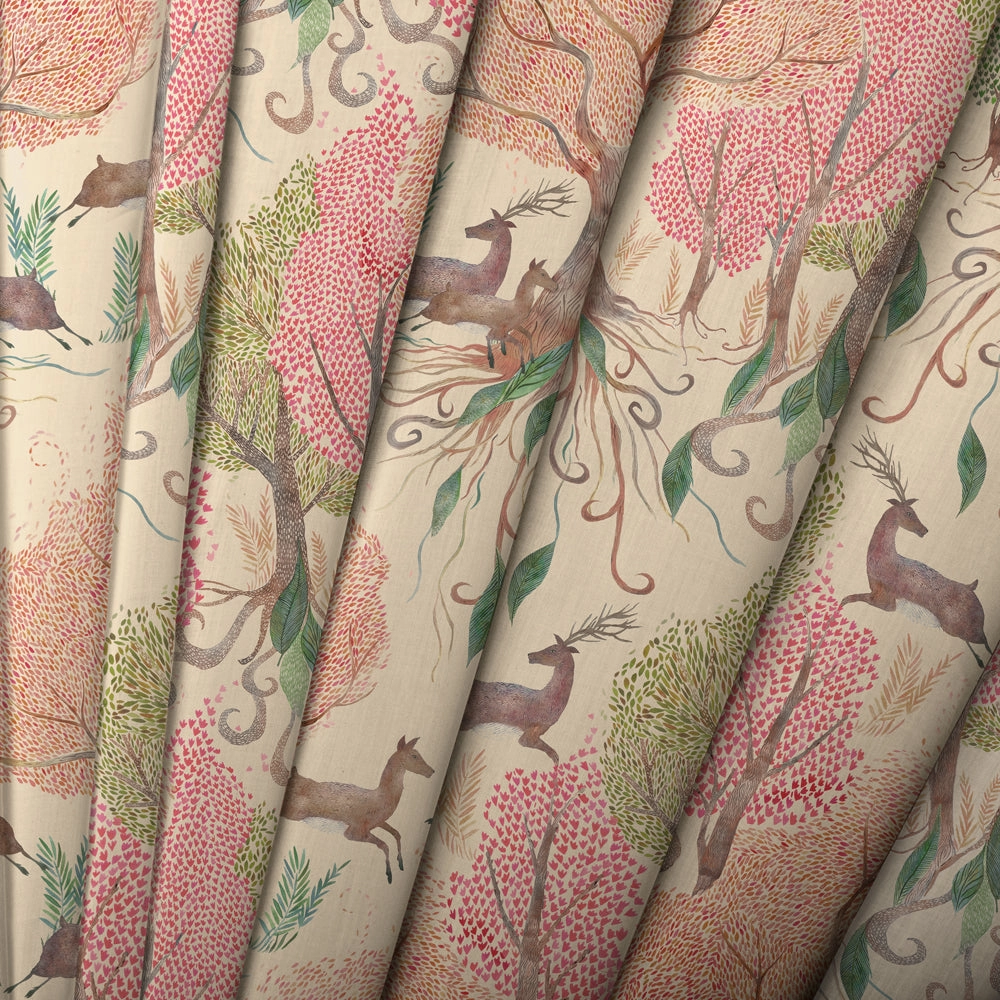 Willow Woods Printed Cotton Fabric (By The Metre) Blush