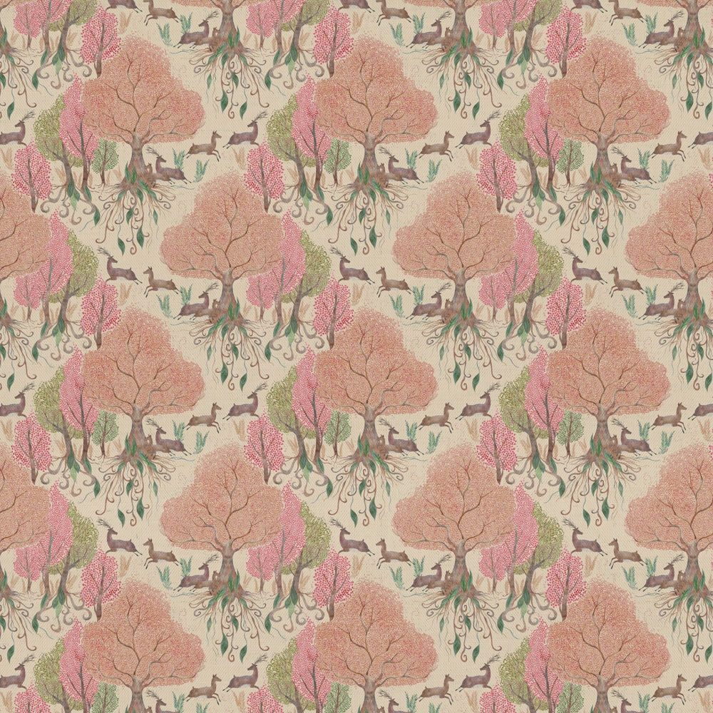 Willow Woods Printed Cotton Fabric (By The Metre) Blush