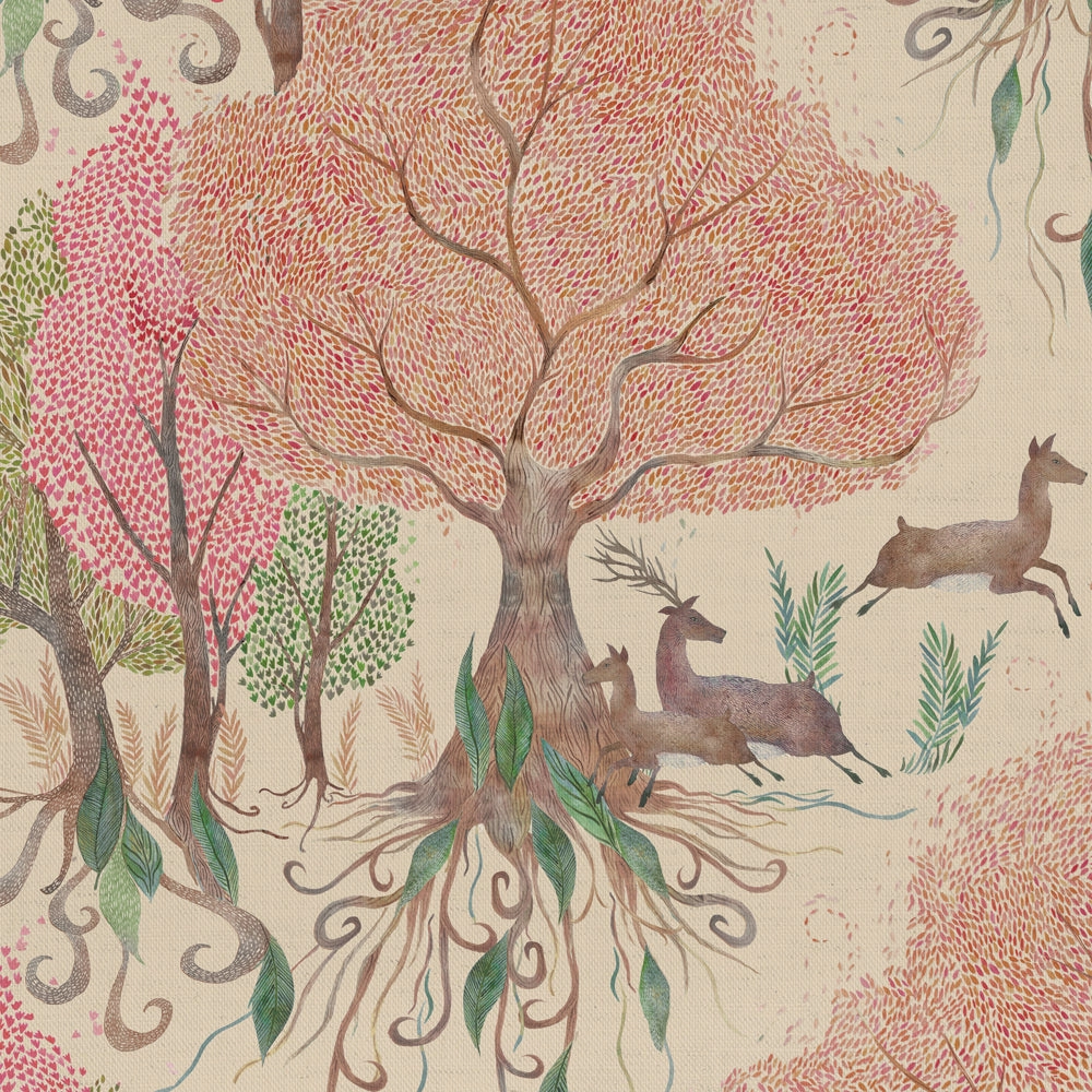 Willow Woods Printed Cotton Fabric (By The Metre) Blush elegant table cloth  