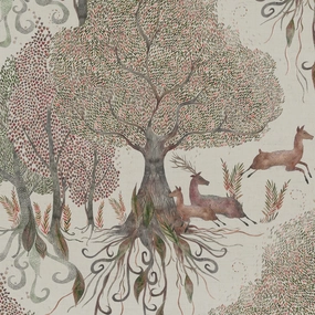 Willow Woods Printed Cotton Fabric (By The Metre) Stone elegant table cloth  