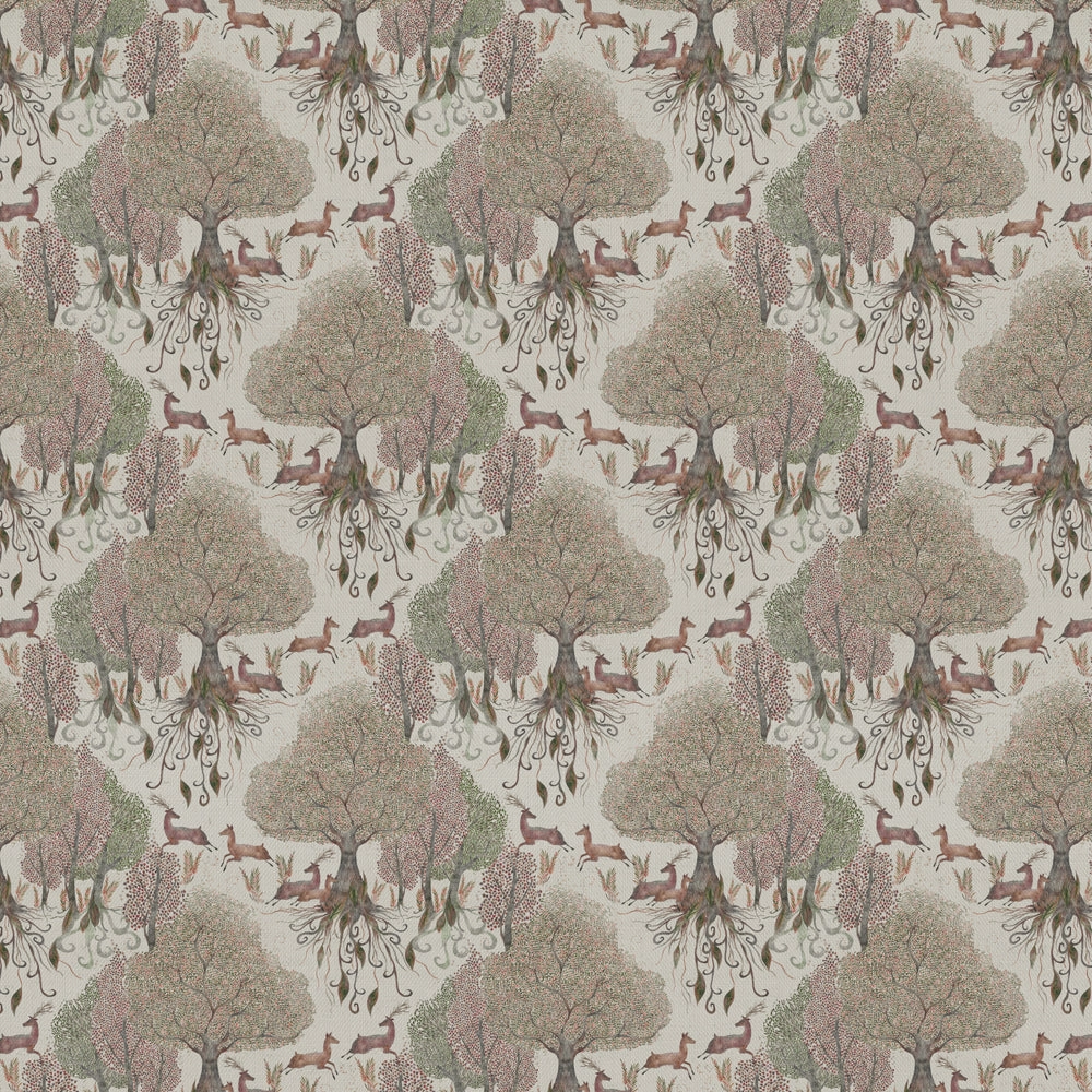 Willow Woods Printed Cotton Fabric (By The Metre) Stone