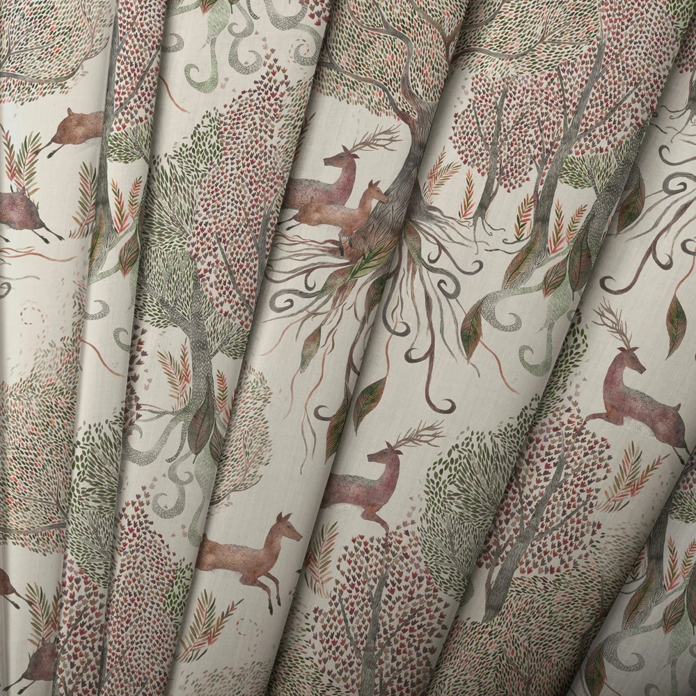 Willow Woods Printed Cotton Fabric (By The Metre) Stone