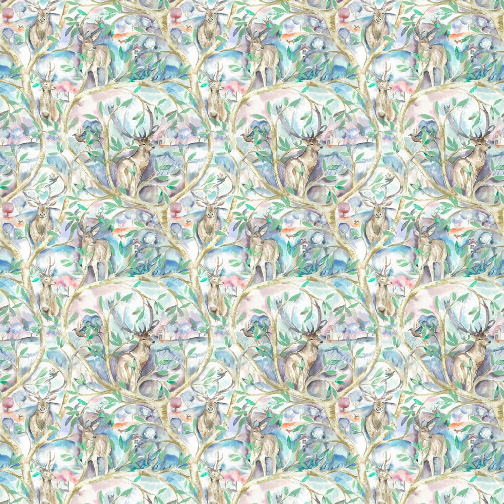 Winlater Printed Cotton Fabric (By The Metre) Teal