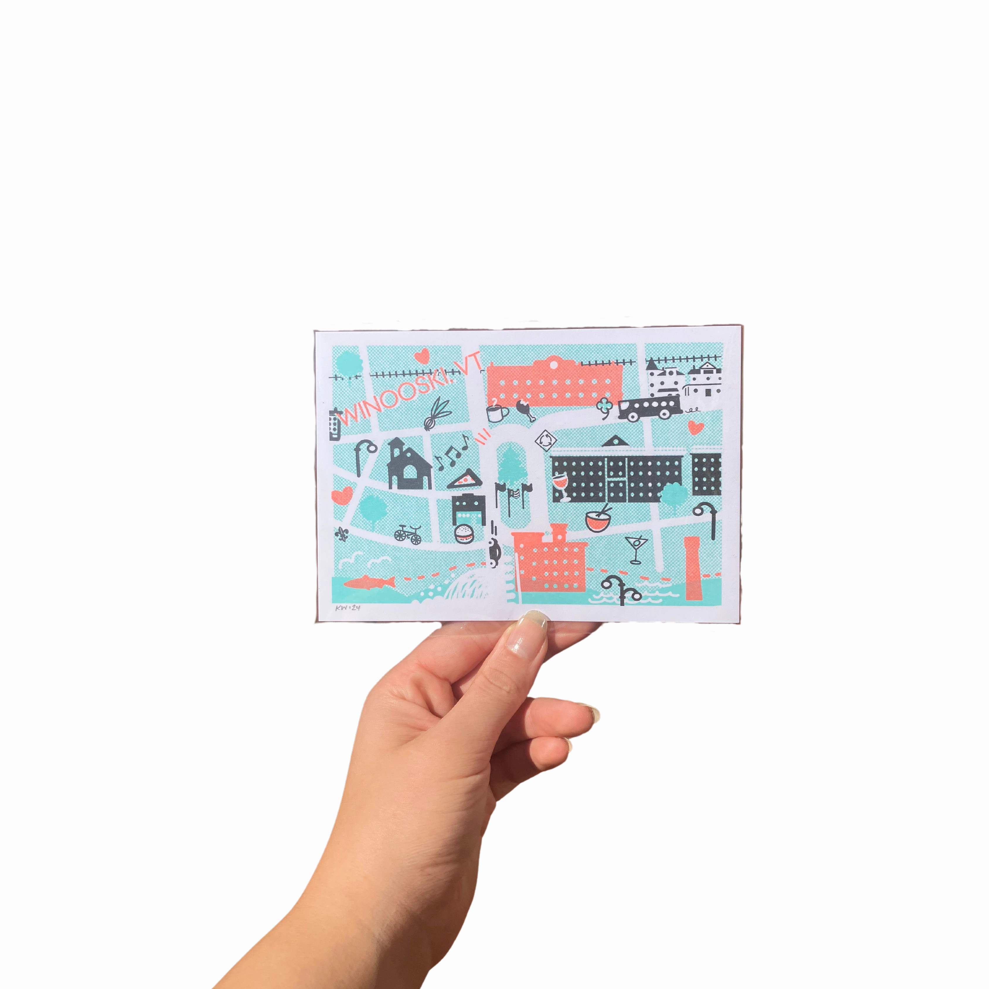 Winooski Town Risograph Print framed wall decor