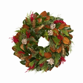 Winter Whimsical Magnolia Wreath home display ornament