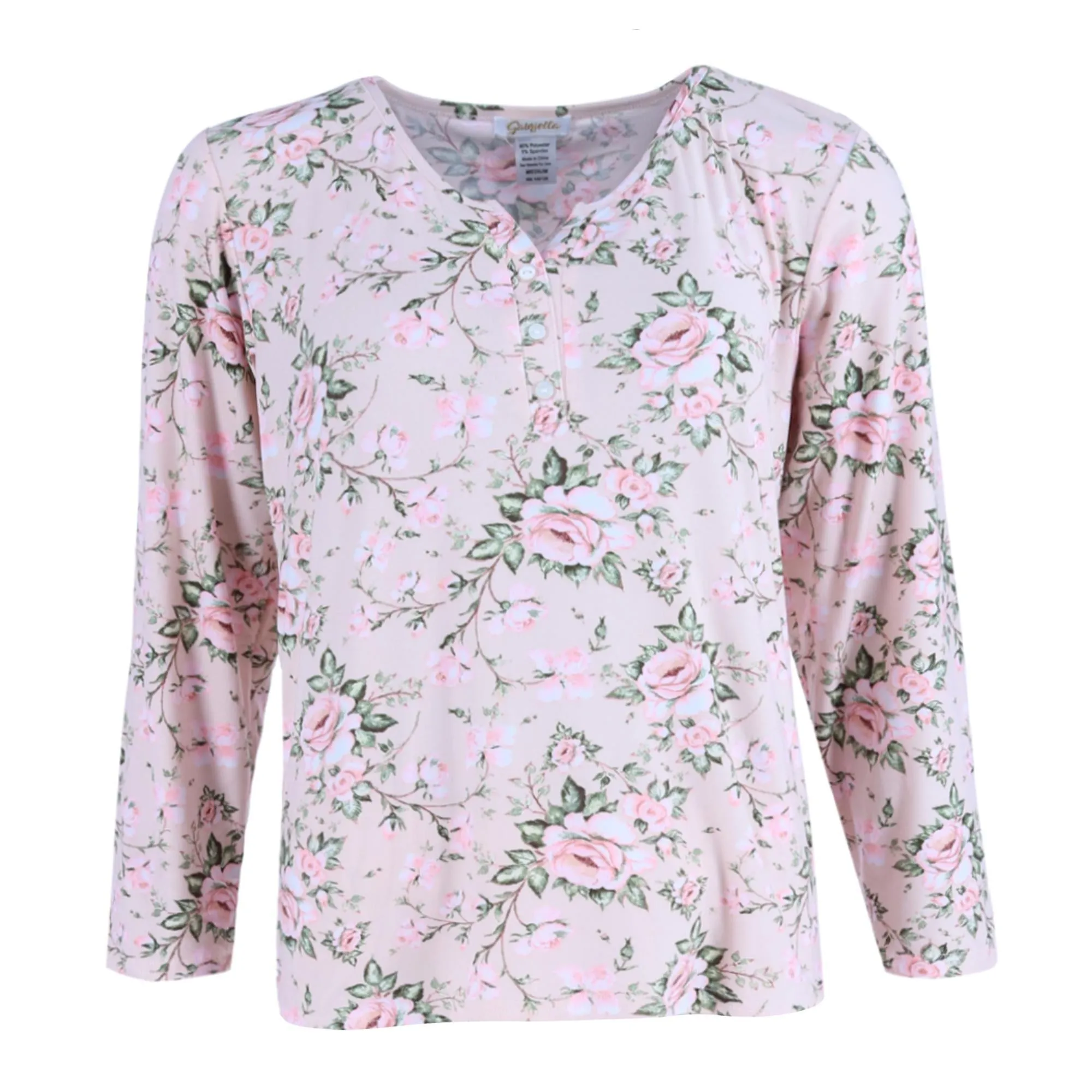 Damen-Langarmbluse & Hose Pink Blumen-Set