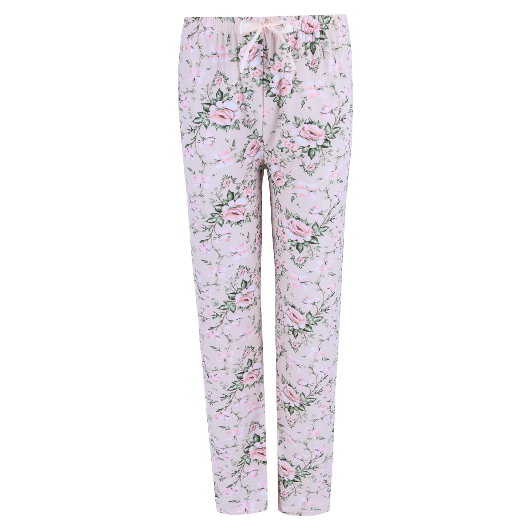 Damen-Langarmbluse & Hose Pink Blumen-Set