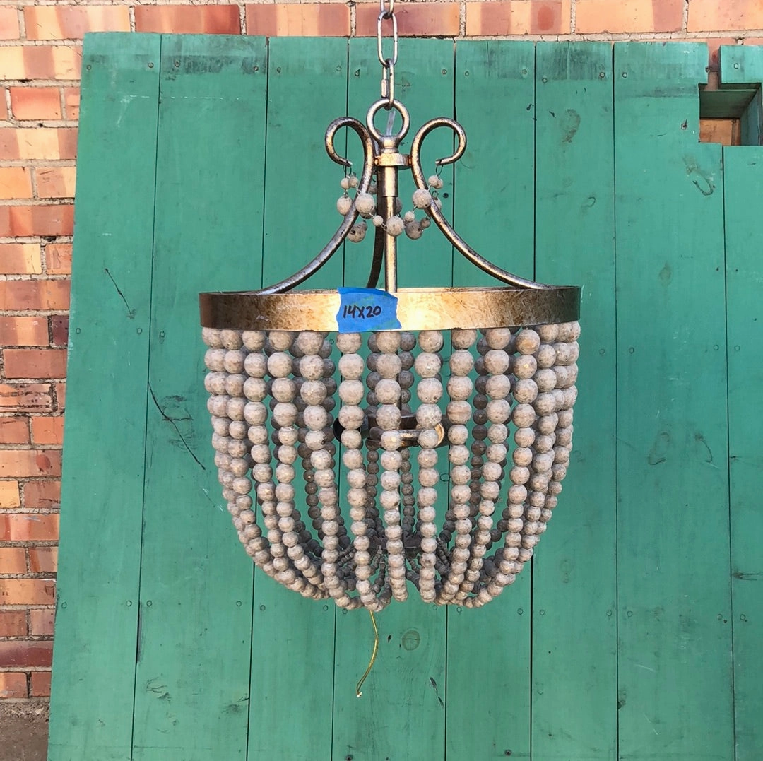 WOOD BEAD CHANDELIER
