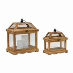 Wood Glass Lantern (Multiple Sizes) interior room decor