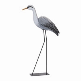 Wood/Iron Heron Bird 29.5"H interior room decor