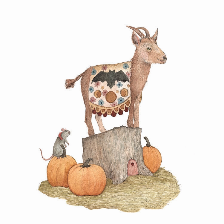 Woodland Garden: Atticus And The Pumpkins - Art Print framed wall decor