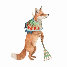 Woodland Garden: Fergus the Raking Fox - Art Print framed wall decor