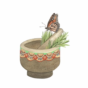 Woodland Kitchen: Elizabeth's Mortar & Pestle  - Art Print framed wall decor
