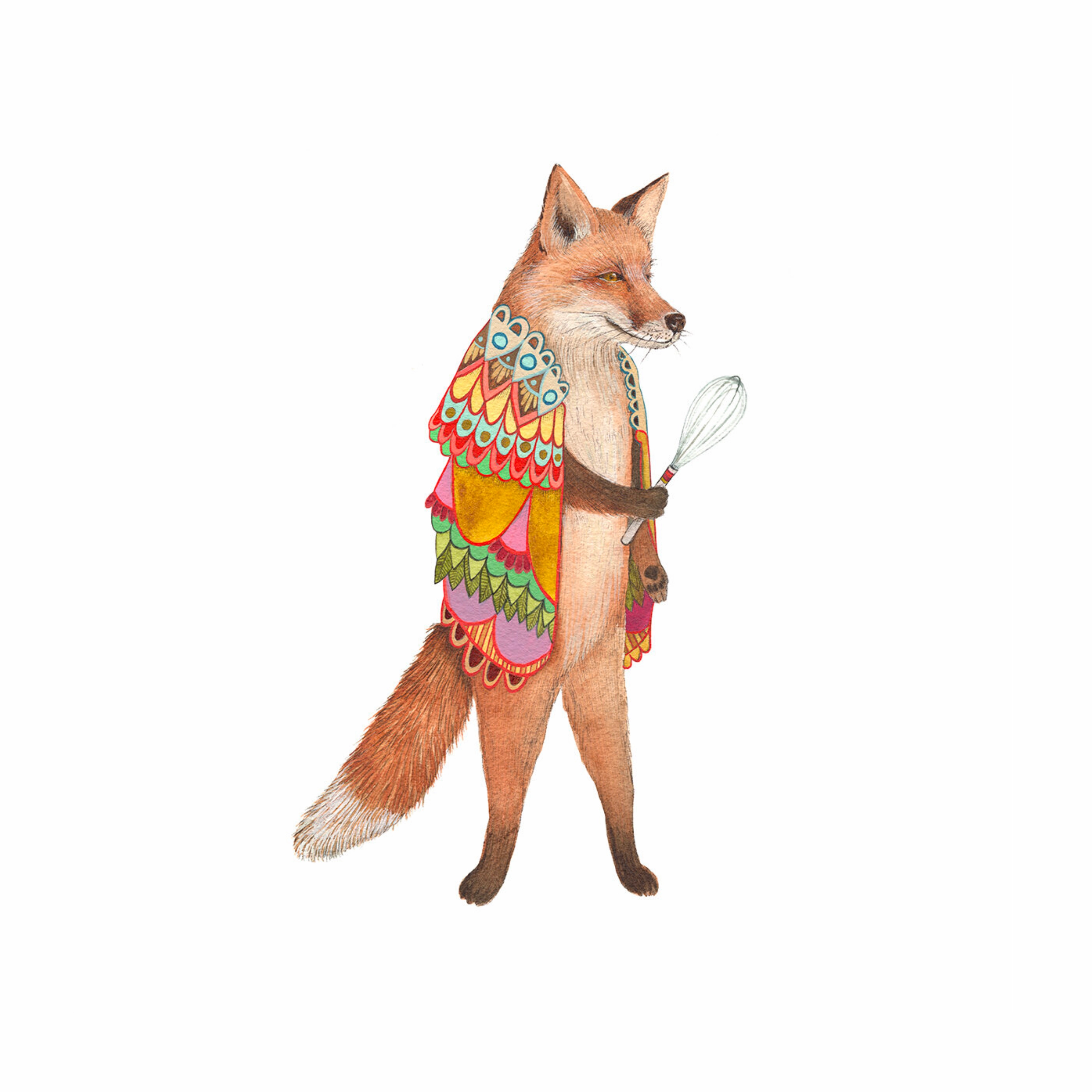 Woodland Kitchen: Frank the Whisking Fox - Art Print framed wall decor