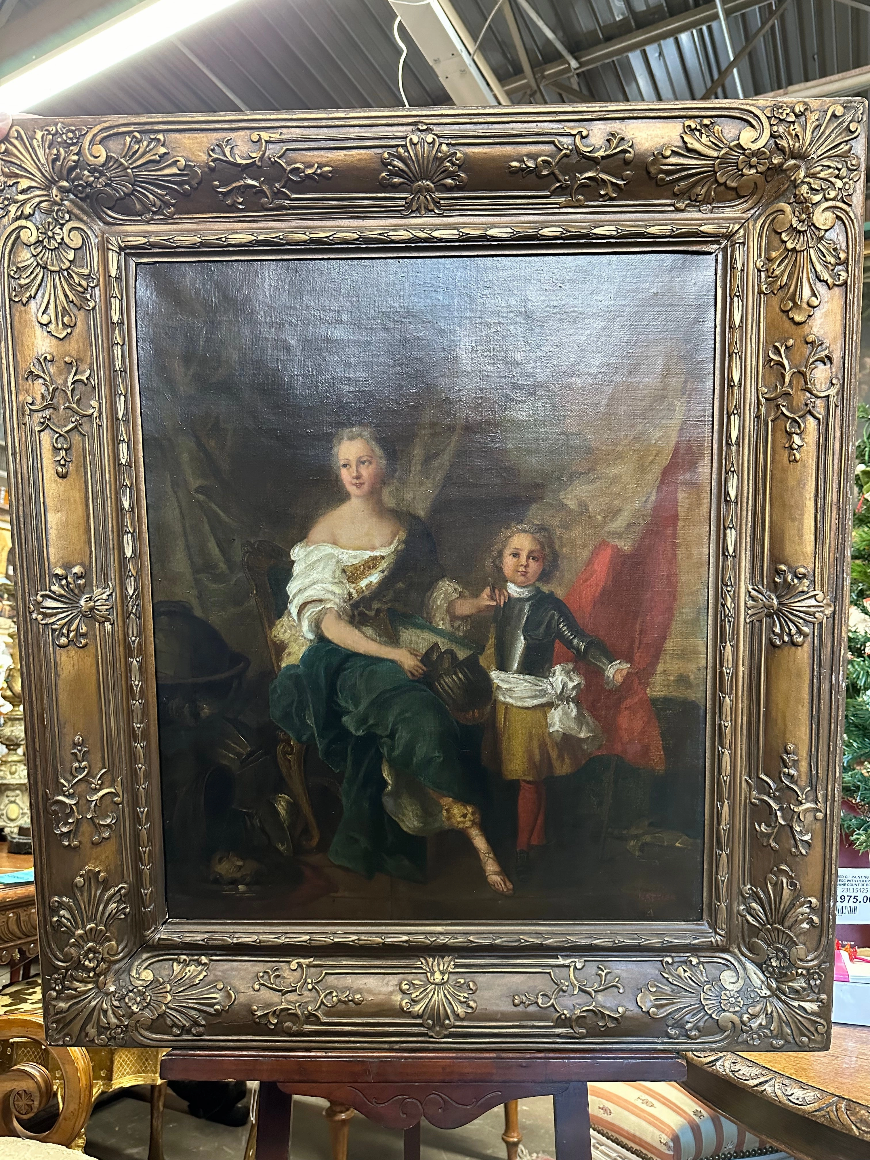 WORK ORDER OF FRAMED OIL PAINTING OF MADAME M DE LAMBESC WITH HER BROTHER LOUIS DE LORRAINE COUNT OF BRIONNE
