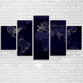 World Map From Space Printed Multiple Canvas Poster canvas mural art