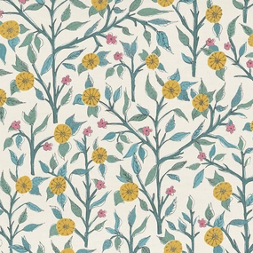 Yamuna Printed Cotton Fabric (By The Metre) Teal elegant table cloth  