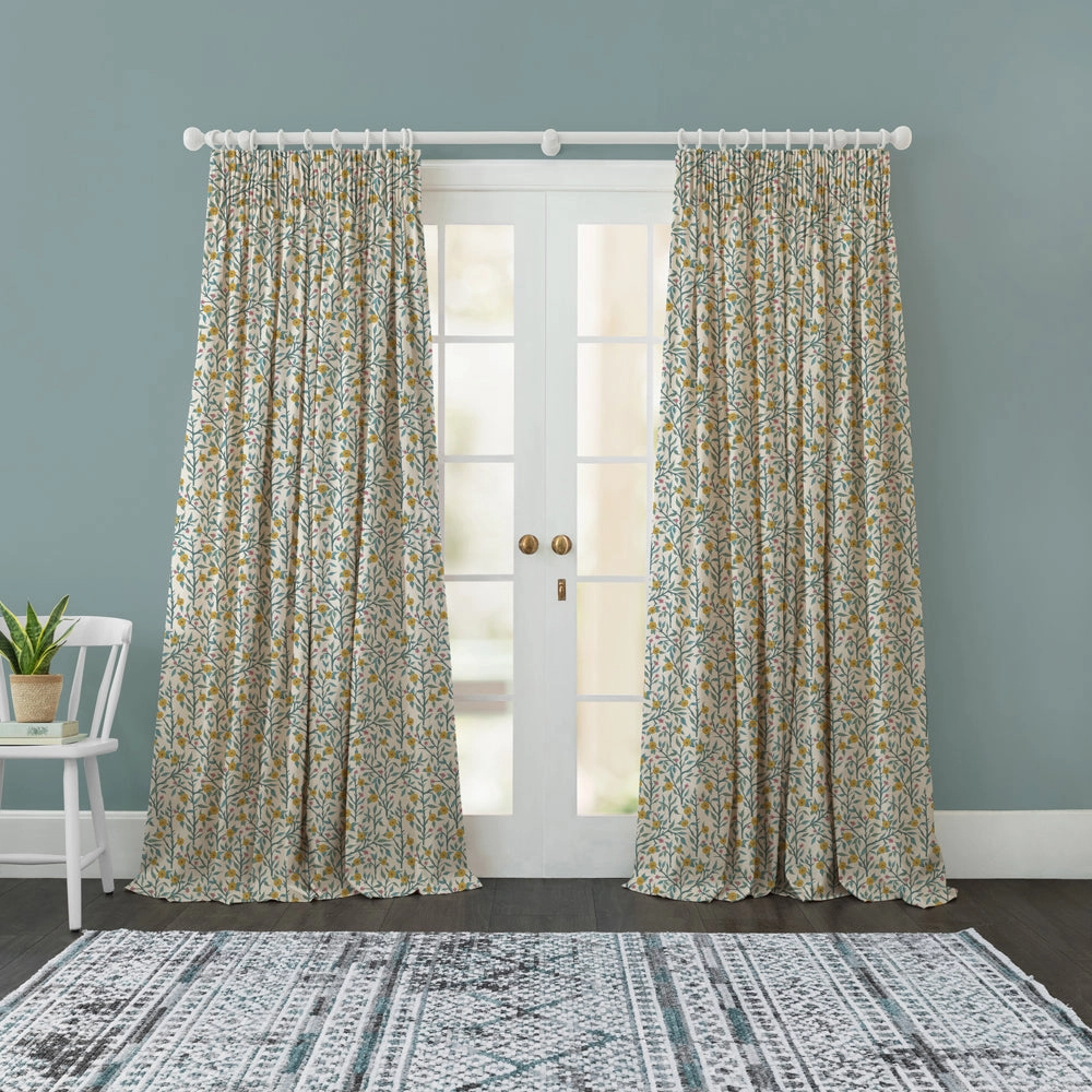 Yamuna Printed Cotton Fabric (By The Metre) Teal